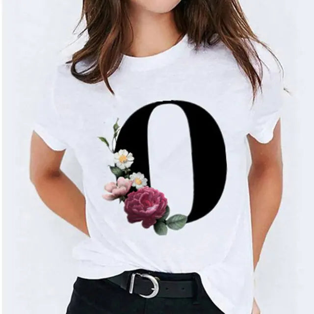 25 ( A - Y ) Letter Printed Women's T-shirts