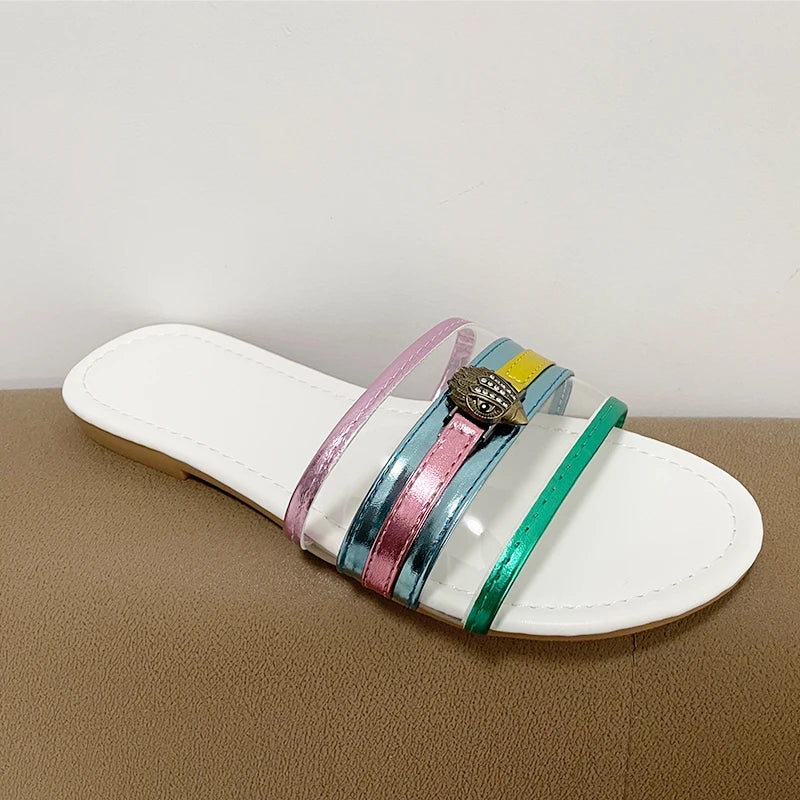 Luxury Slippers | Striped Flat Shoes