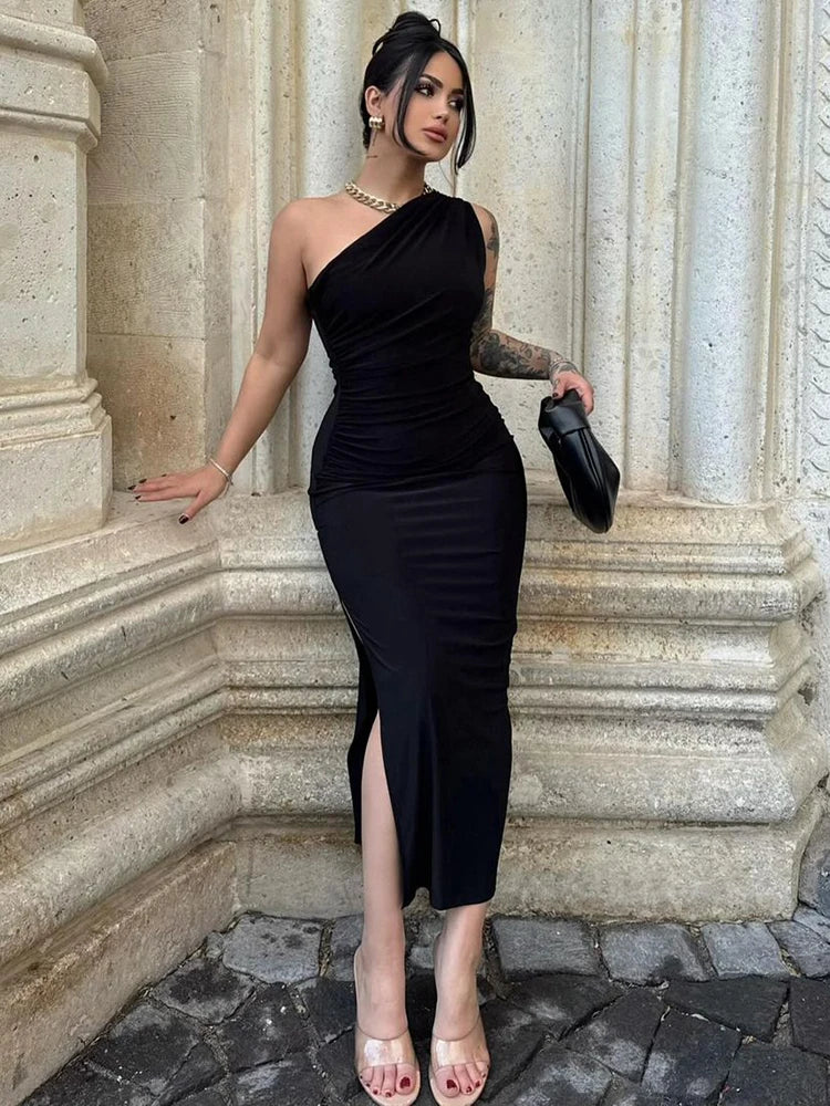 Summer Black Maxi Dress | Sexy Split Sleeveless Dress