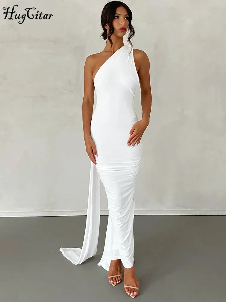 Hugcitar One Shoulder Backless | Adjustable Strap  Maxi Dress