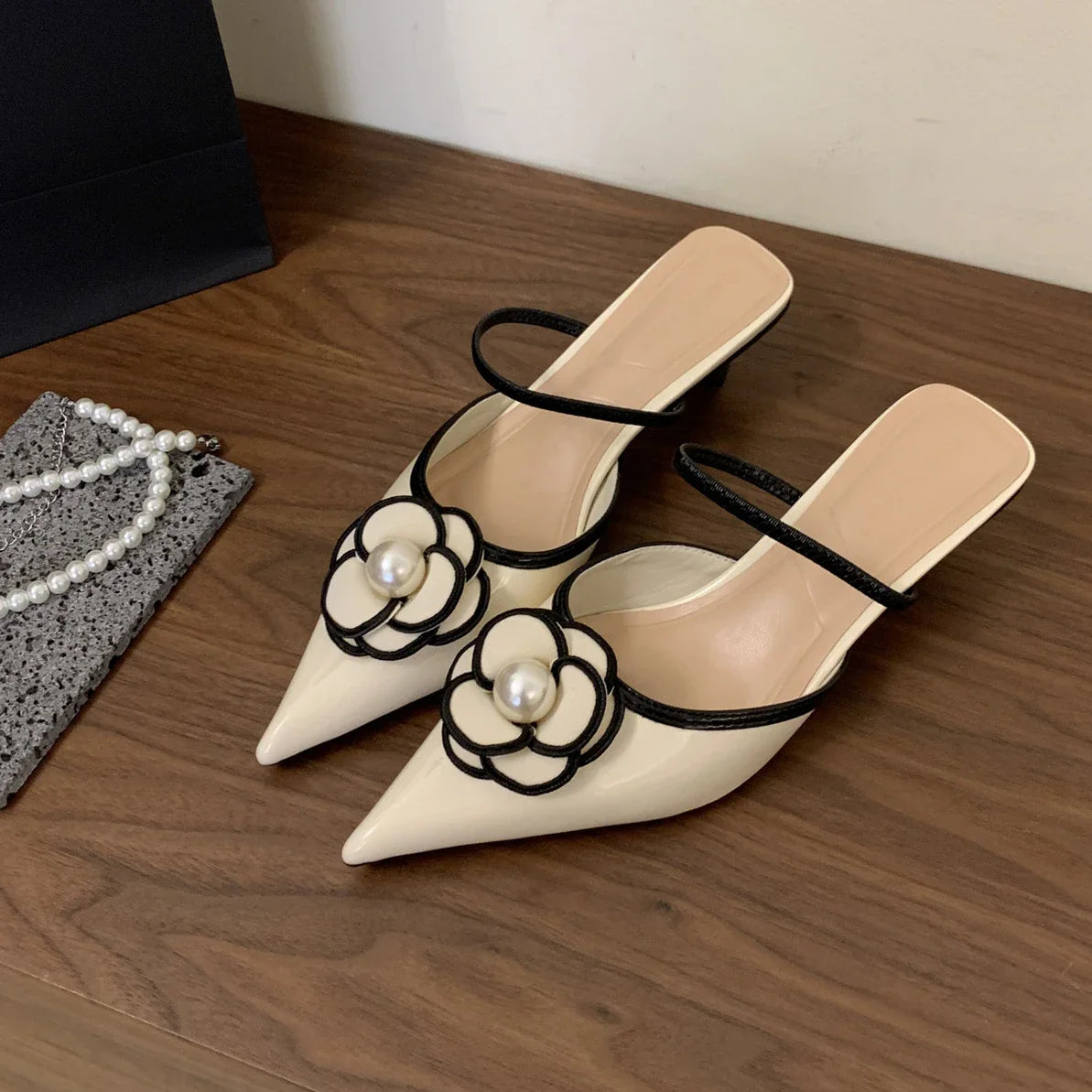 Flower Pointed Toe High Heels | Luxury Designer Sandals