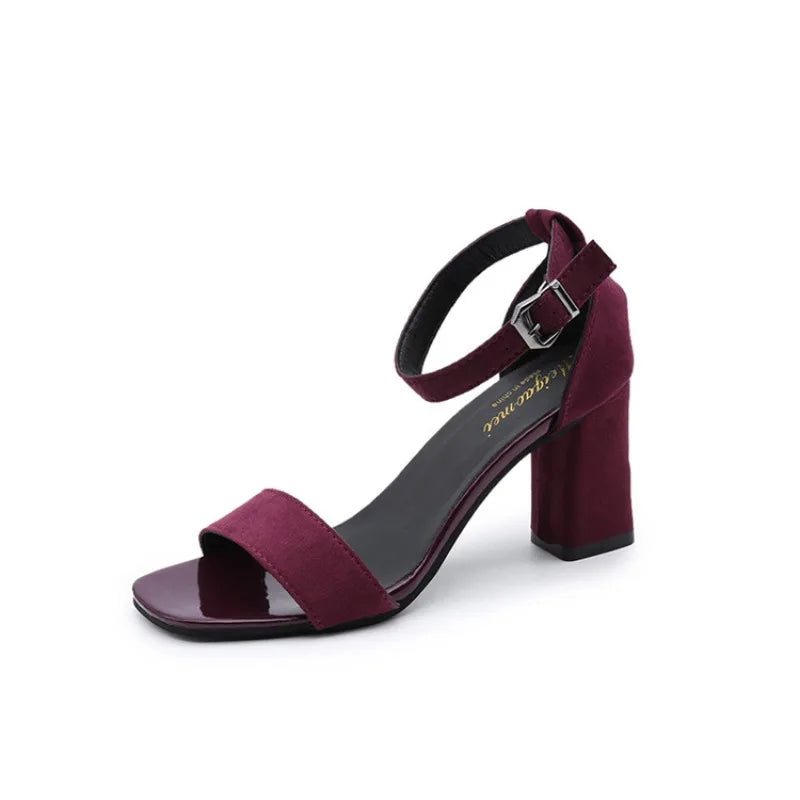 Elegant Buckle Strap Sandals | Medium Heel Sandals