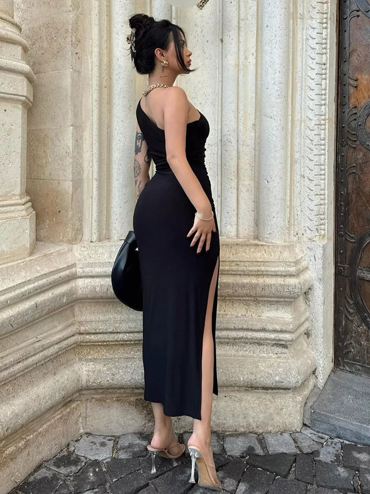 Summer Black Maxi Dress | Sexy Split Sleeveless Dress