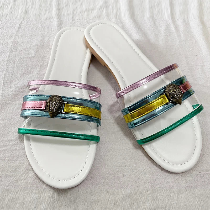 Luxury Slippers | Striped Flat Shoes