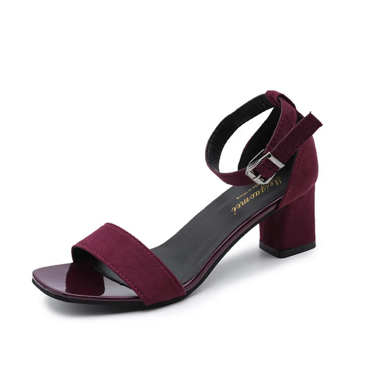 Elegant Buckle Strap Sandals | Medium Heel Sandals