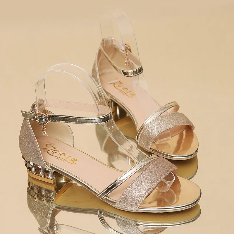 Gold Open Toe | Wedge Sandals