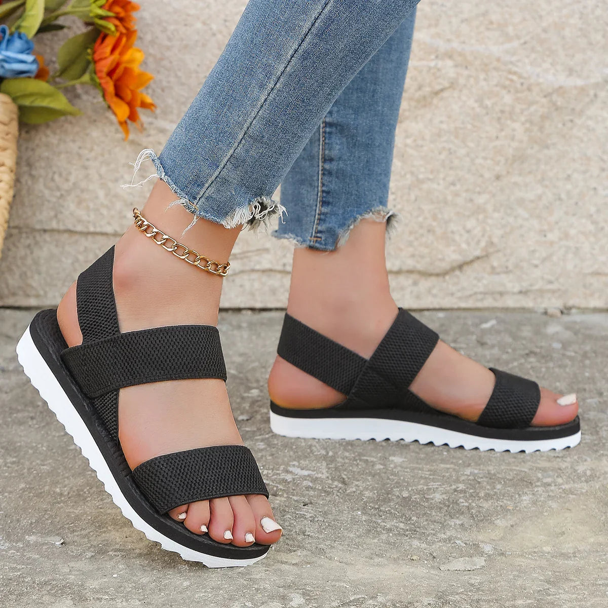 Women's Anti-Slip Flat Sandals | Lace-Up Comfort