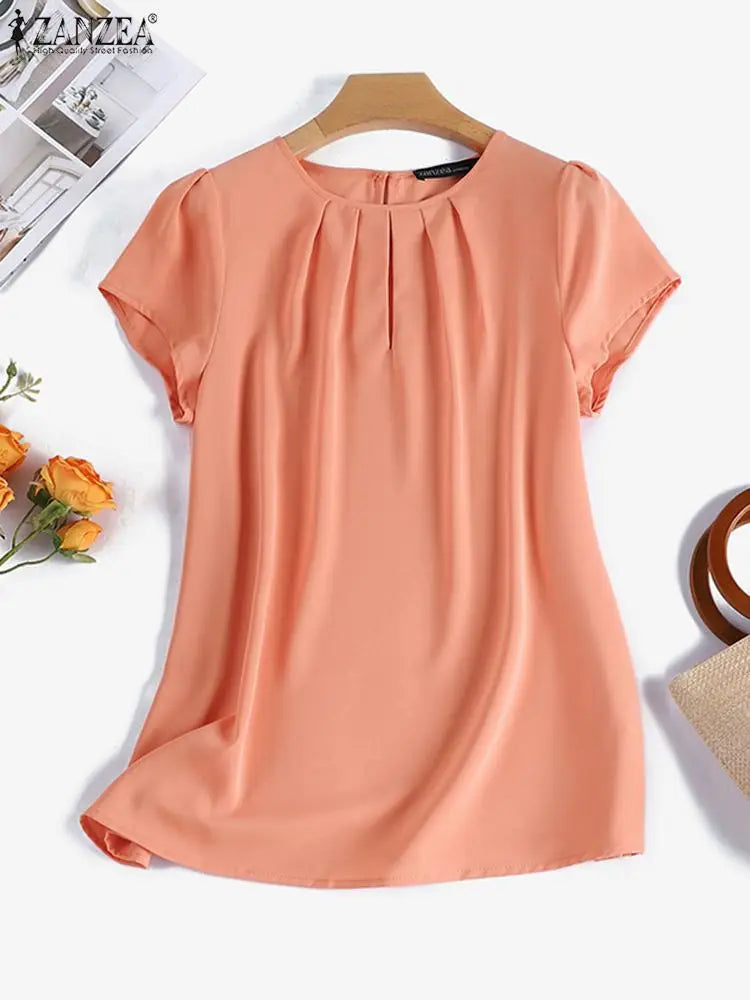 ZANZEA  Pleated Blouse | Casual Shirt