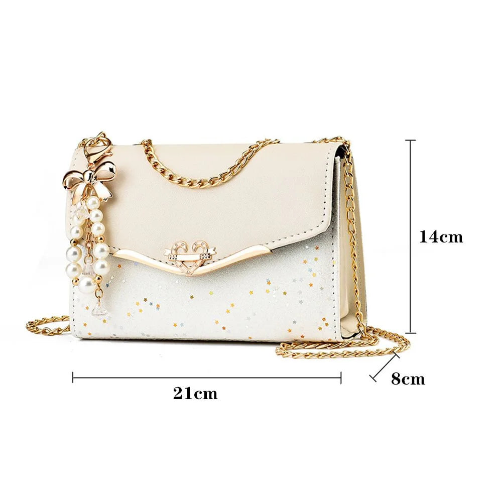 Sequined PU Leather Shoulder Bag | Trendy Fashion Handbag