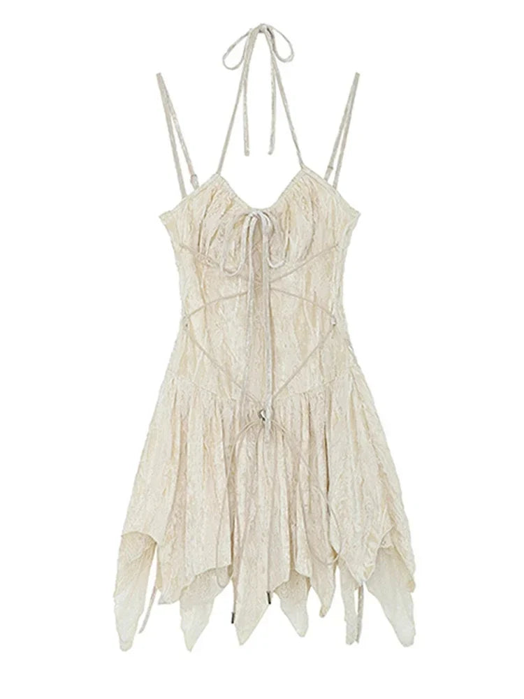 Irregular V-neck Slim Suspender | One-piece Dress