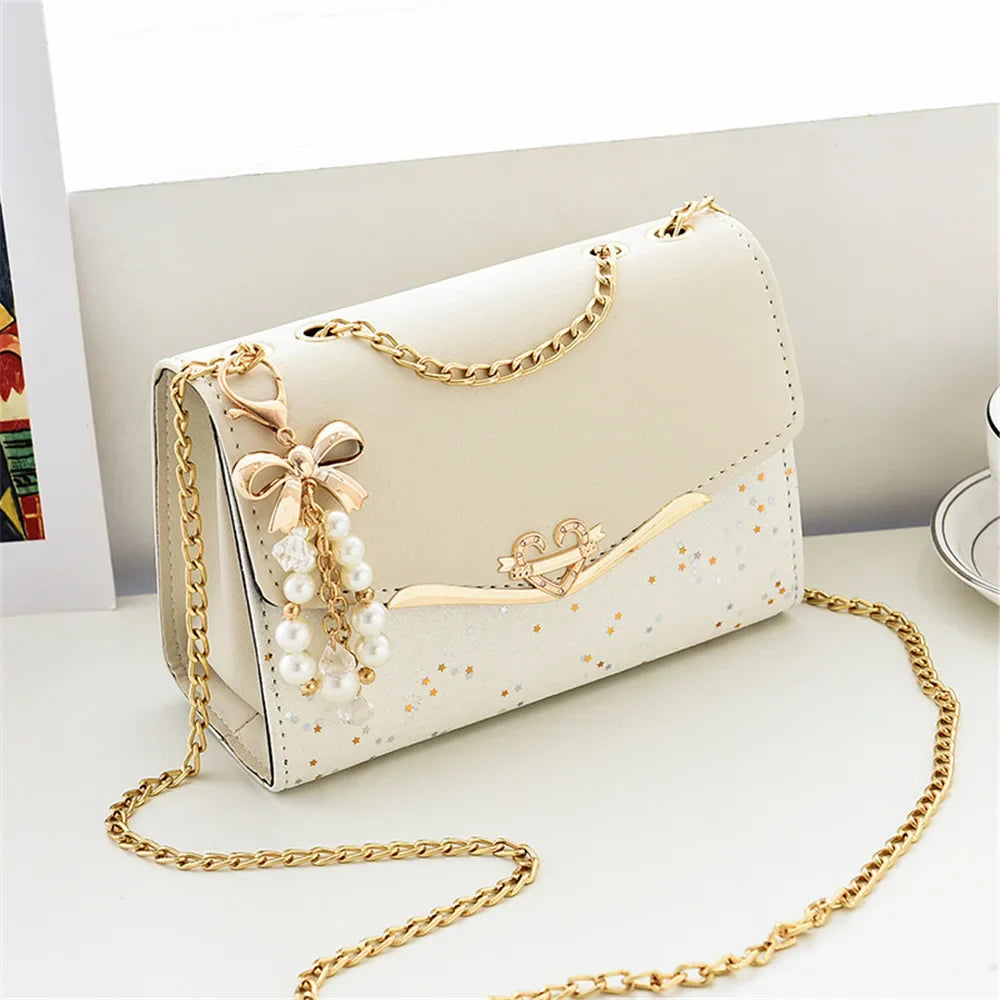 Sequined PU Leather Shoulder Bag | Trendy Fashion Handbag