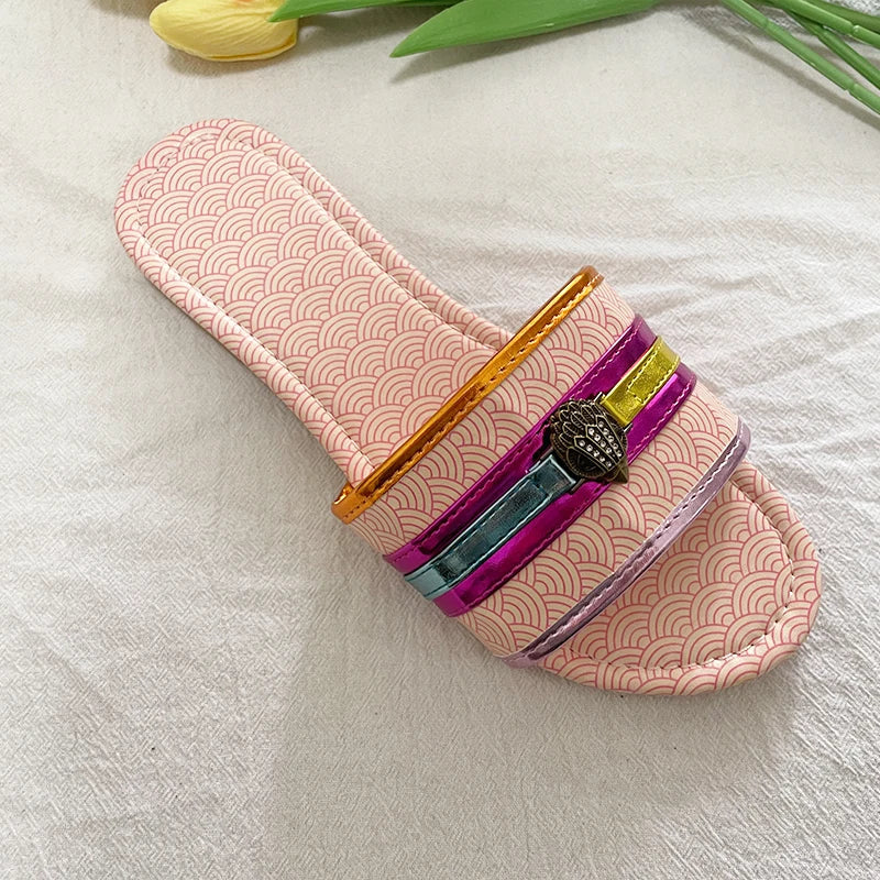 Luxury Slippers | Striped Flat Shoes