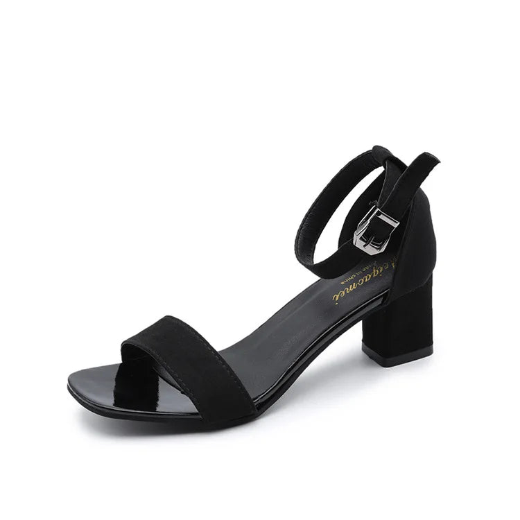 Elegant Buckle Strap Sandals | Medium Heel Sandals