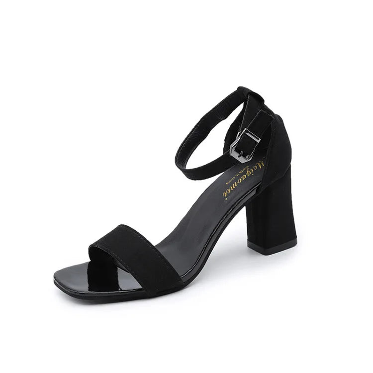 Elegant Buckle Strap Sandals | Medium Heel Sandals