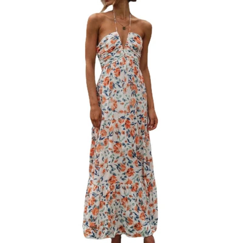 Women's Maxi Dress | Boho Floral A-Line Beach Dress