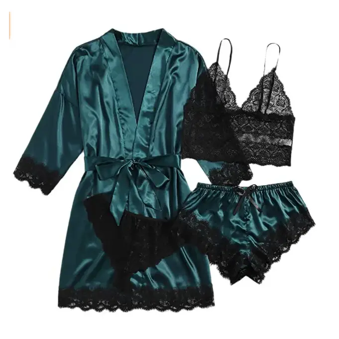 Women’s Sleep Lounge | European American 4-piece Pajama Sets - Dark Green / S - pajamas