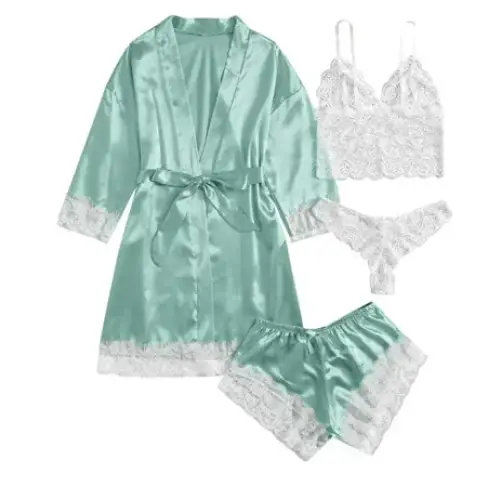 Women’s Sleep Lounge | European American 4-piece Pajama Sets - Light Green / S - pajamas