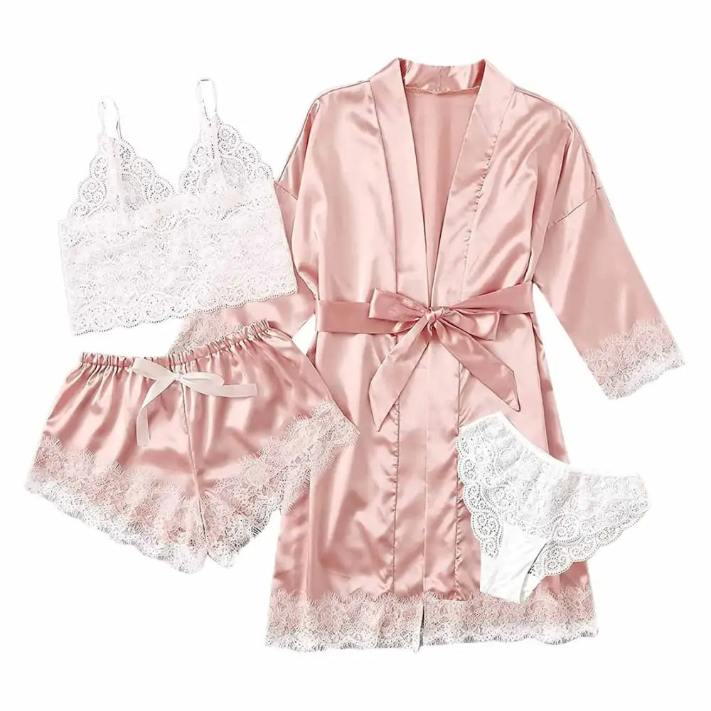 Women’s Sleep Lounge | European American 4-piece Pajama Sets - pajamas